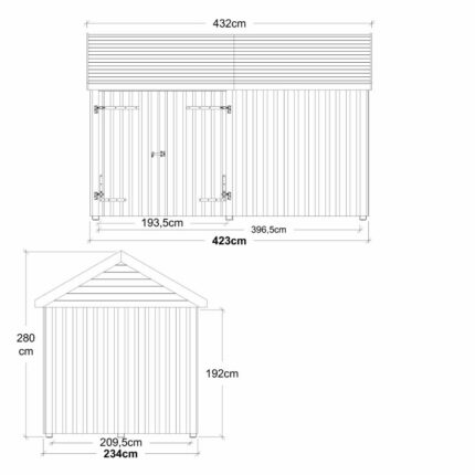 Classic Multi hagehus 10 m² - 2 modul m/D-dør/lukket front