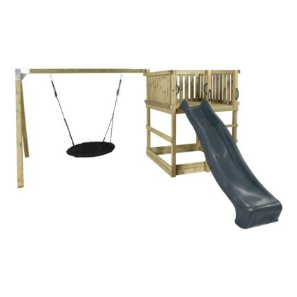 PLUS Play leketårn inkl. huskestativ, gråsvart sklie og svart redehuske