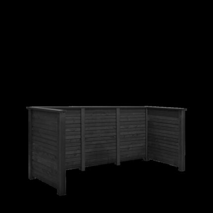 Søppelbod Plank profil - svart - m/trestolper til nedgravning - PEFC